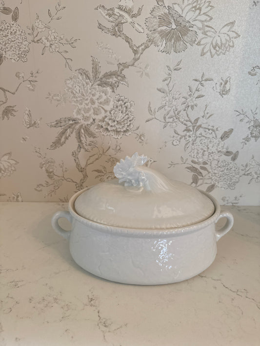 Vintage 20th c. French Ironstone Rooster Tureen