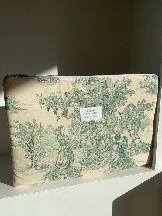 Pochette Ordinateur - Jouy de Fruits - Verte 14"