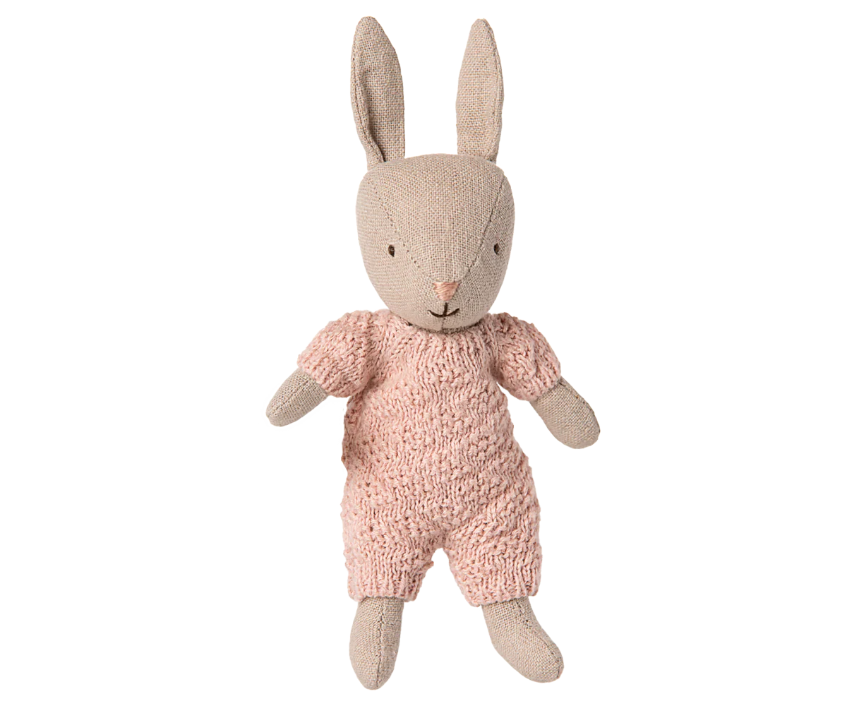 Rabbit in Knitted Suit - Sand/Rose