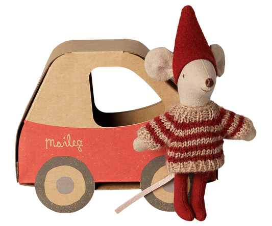 Little Sister Mouse - Christmas Mouse in Car Box