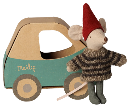 Little Brother Mouse - Christmas Mouse in Car Box
