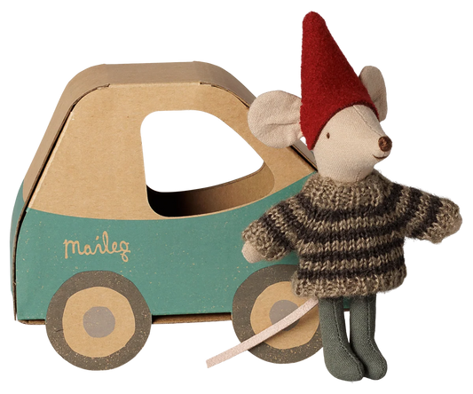 Little Brother Mouse - Christmas Mouse in Car Box