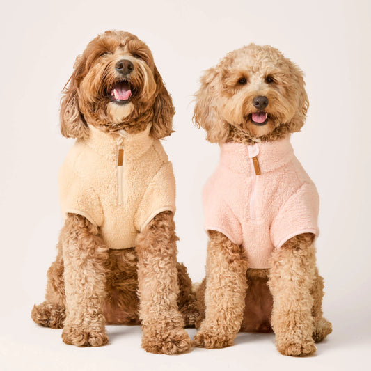Dog Jacket - Wheat Sherpa Quarter Zip