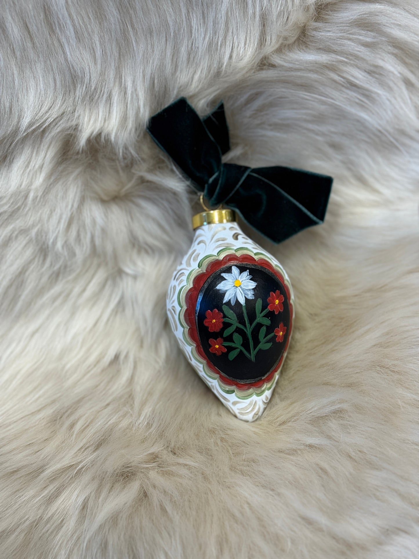 Sarah Maggie Hand Painted Ornament - Austrian Cow