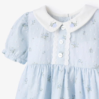Dress with Bloomers - Blue English Rose Pintucked