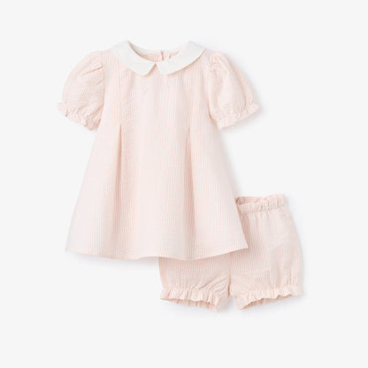 Dress with Bloomers - Pink Seersucker