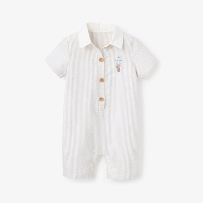 Shortall Romper - Up & Away Grey Seersucker