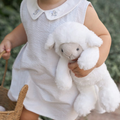 Dress with Bloomers - Blue Seersucker with Bunny Embroidery