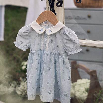 Dress with Bloomers - Blue English Rose Pintucked