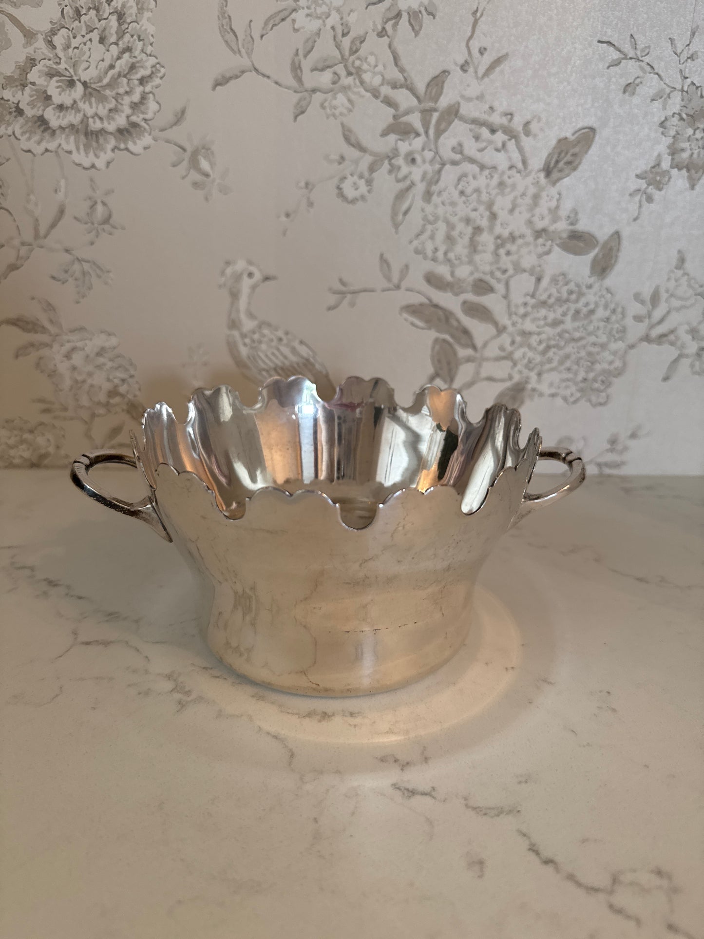 Antique 19th c. French Silverplate Scalloped Cachepot