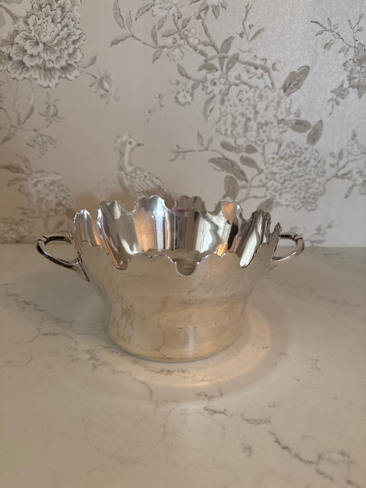 Antique 19th c. French Silverplate Scalloped Cachepot