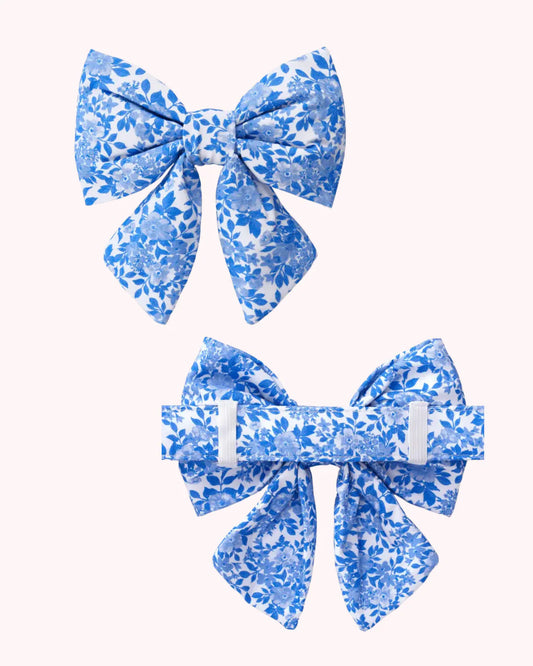 Blue Roses Spring Lady Bow Large