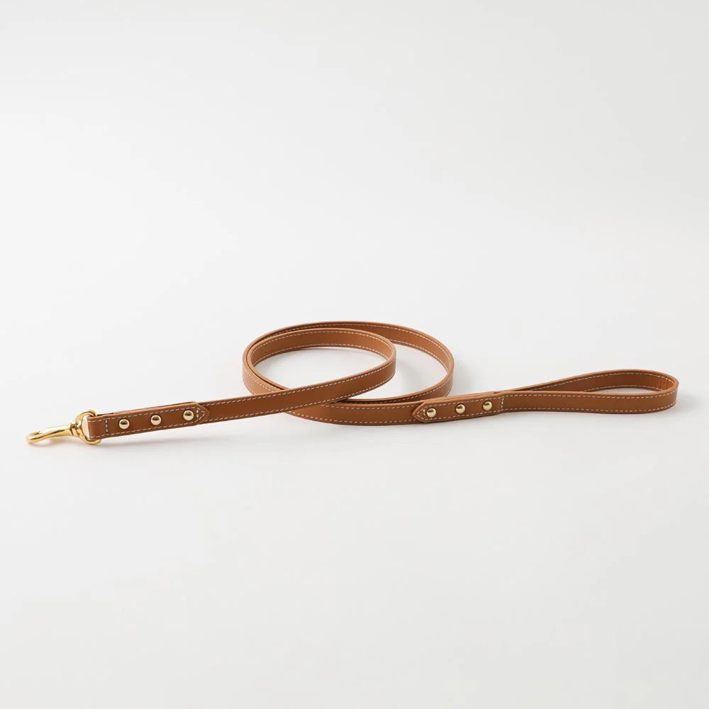 Camel Lead Rings Leather Dog Lead - Camel – Maison Blue