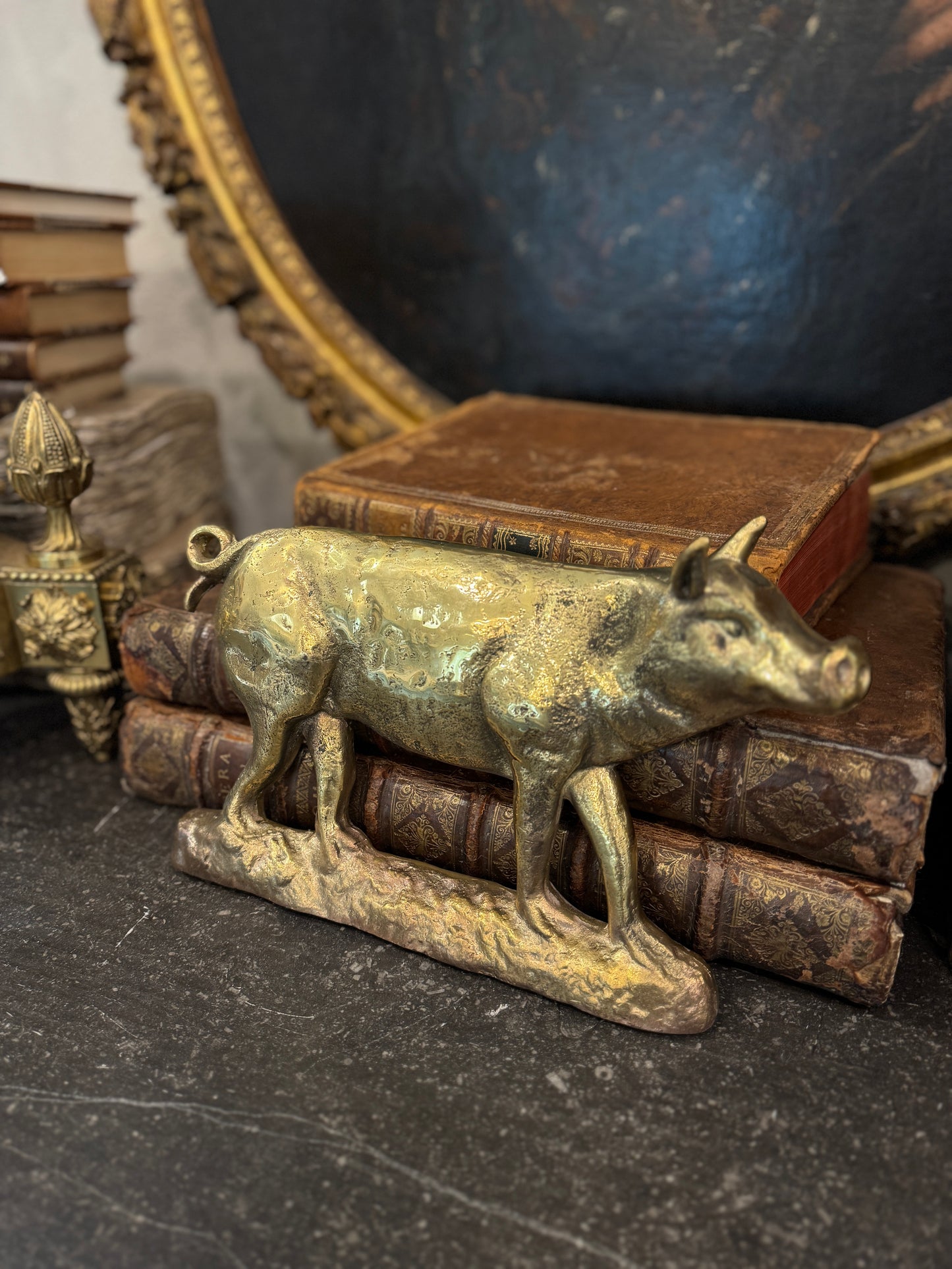 Antique c.1870 Bronze Pig from France