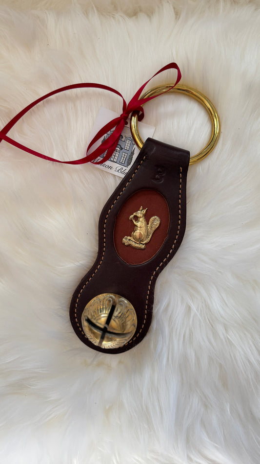 Solid Brass Sleigh Bells - Double Scallop Squirrel - Dark Brown/Chestnut