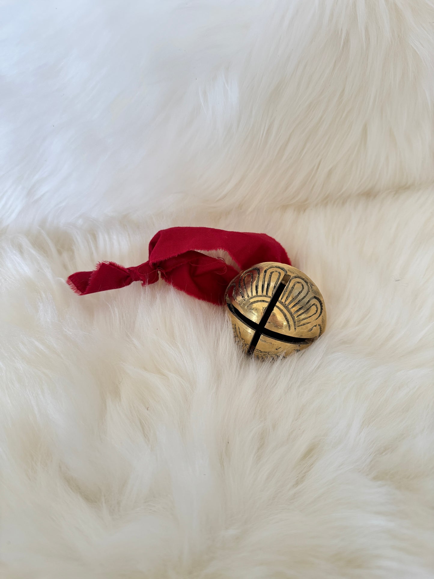 Solid Brass Sleigh Bells - Solid Brass #9 - Red Tie
