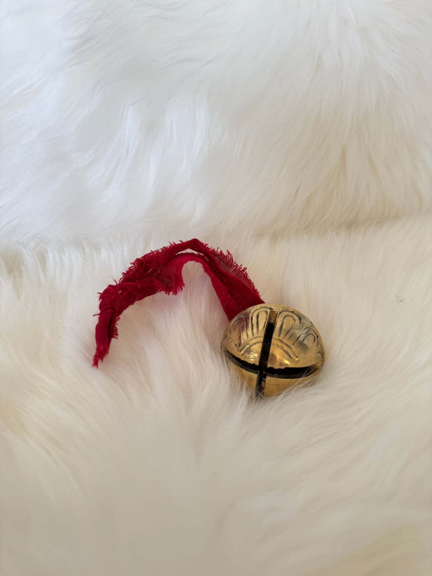 Solid Brass Sleigh Bells - Solid Brass #7 - Red Tie