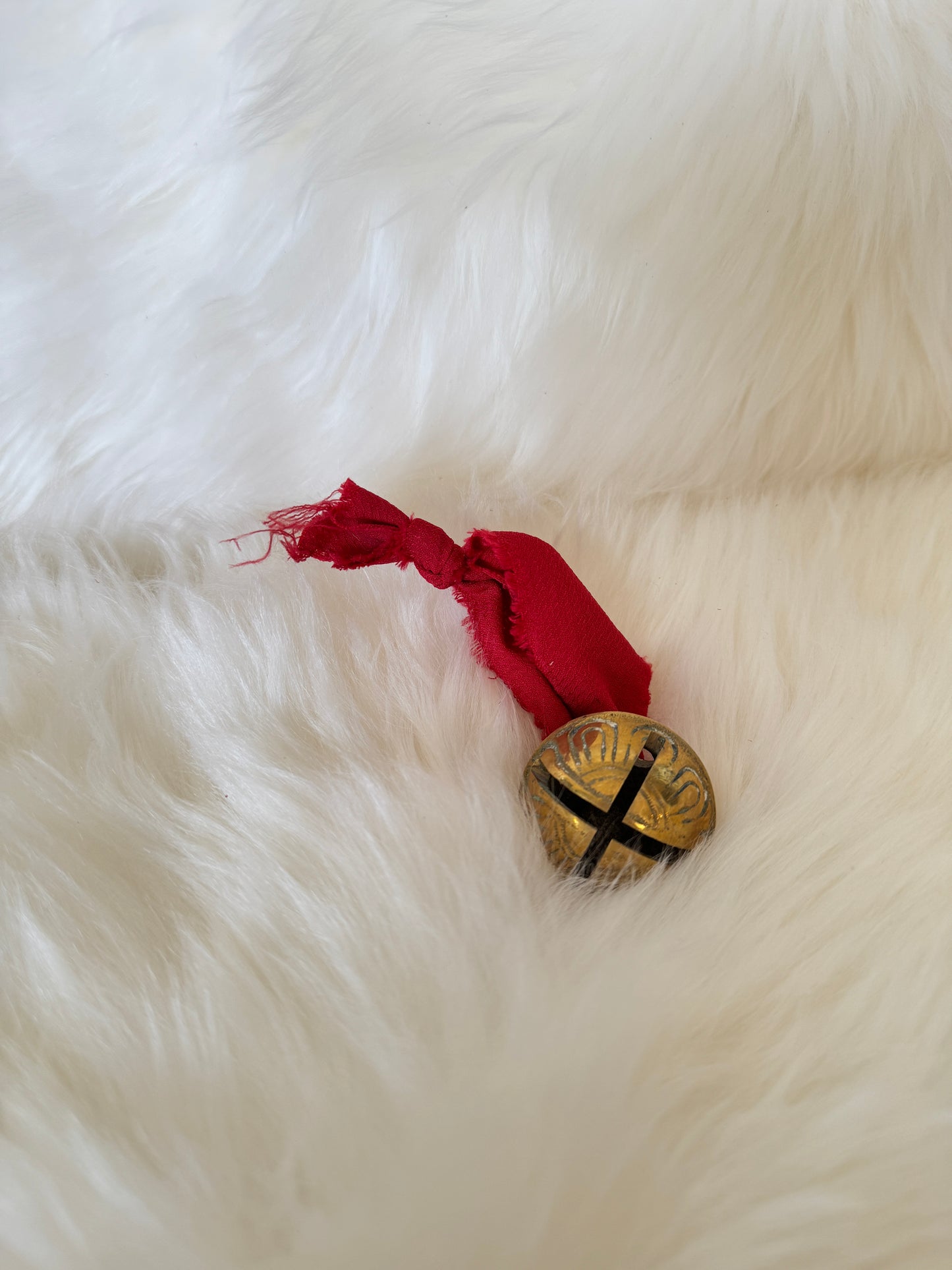Solid Brass Sleigh Bells - Solid Brass #5 - Red Tie
