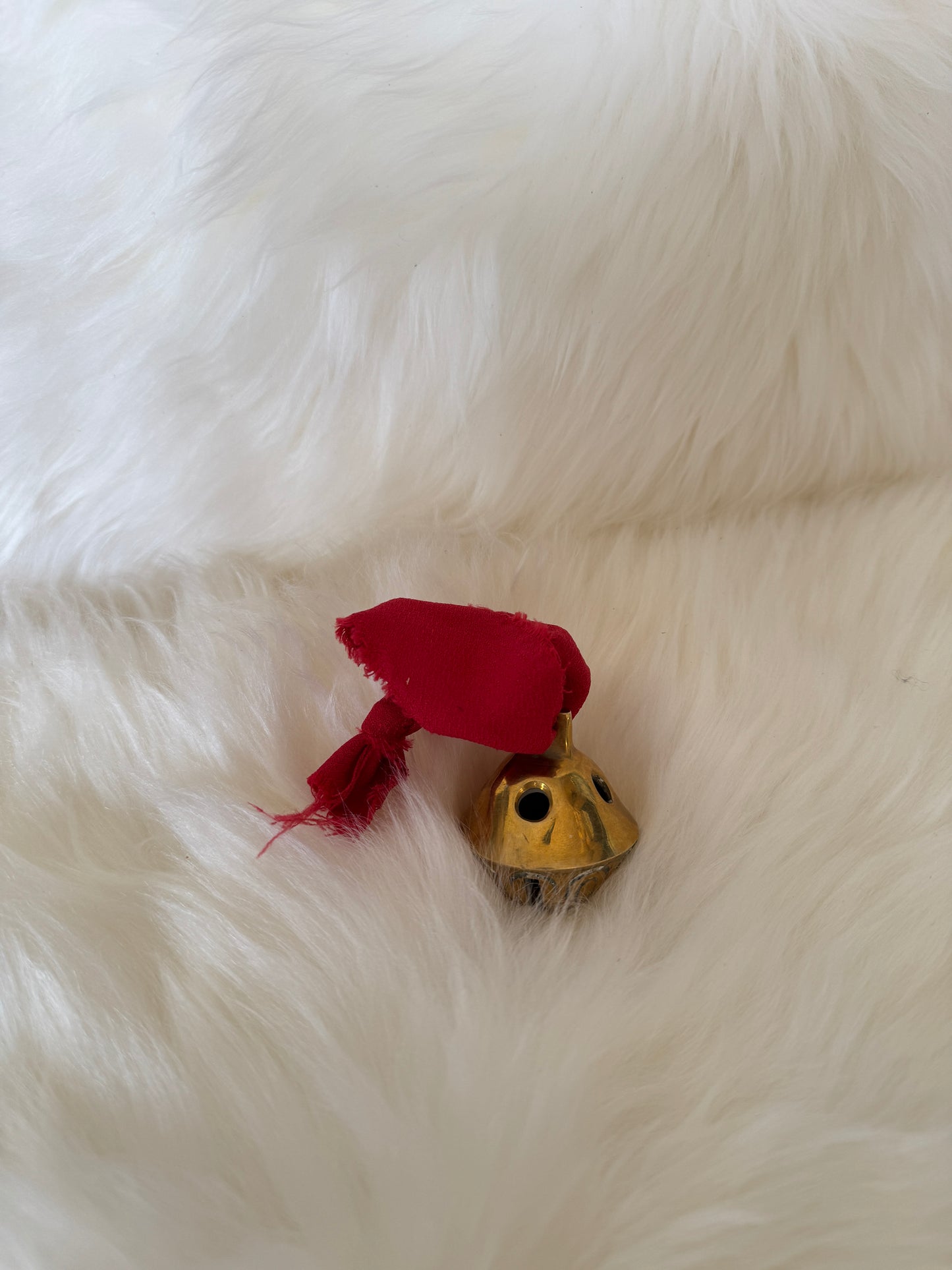 Solid Brass Sleigh Bells - Solid Brass #5 - Red Tie