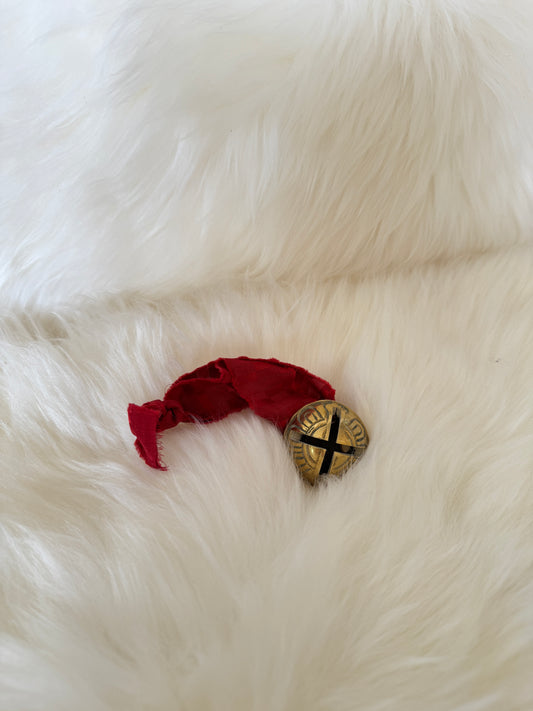 Solid Brass Sleigh Bells - Solid Brass #4 - Red Tie