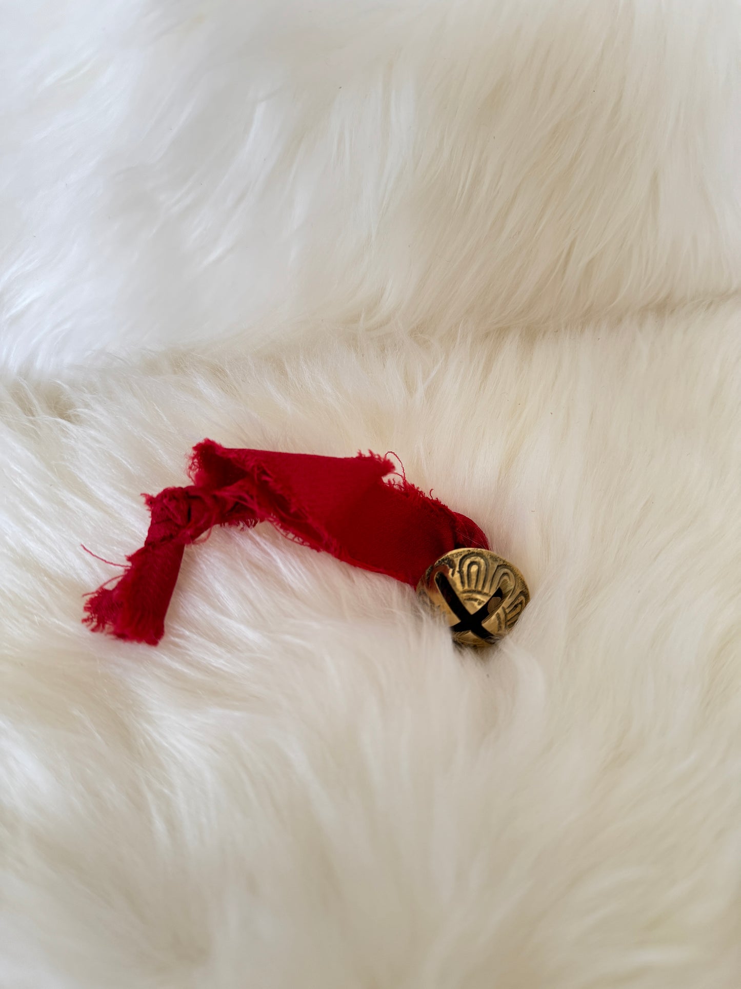Solid Brass Sleigh Bells - Solid Brass #1 - Red Tie