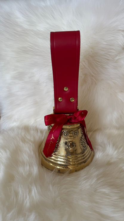 Solid Brass Sleigh Bells - Swiss Cow Bell Solid Brass #6 - Red