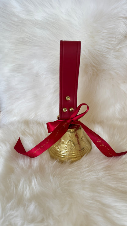 Solid Brass Sleigh Bells - Swiss Cow Bell Solid Brass #4 - Red