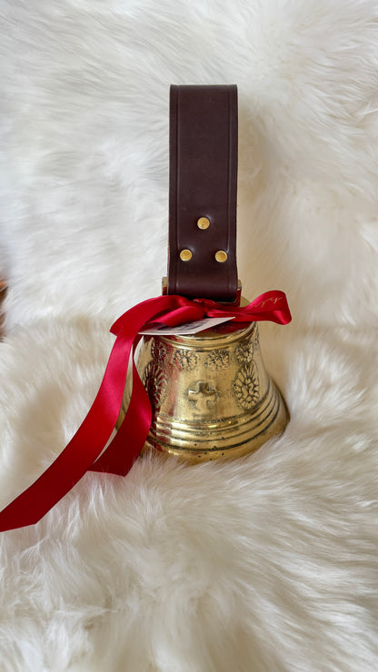 Solid Brass Sleigh Bells - Swiss Cow Bell Solid Brass #6 - Dark Brown
