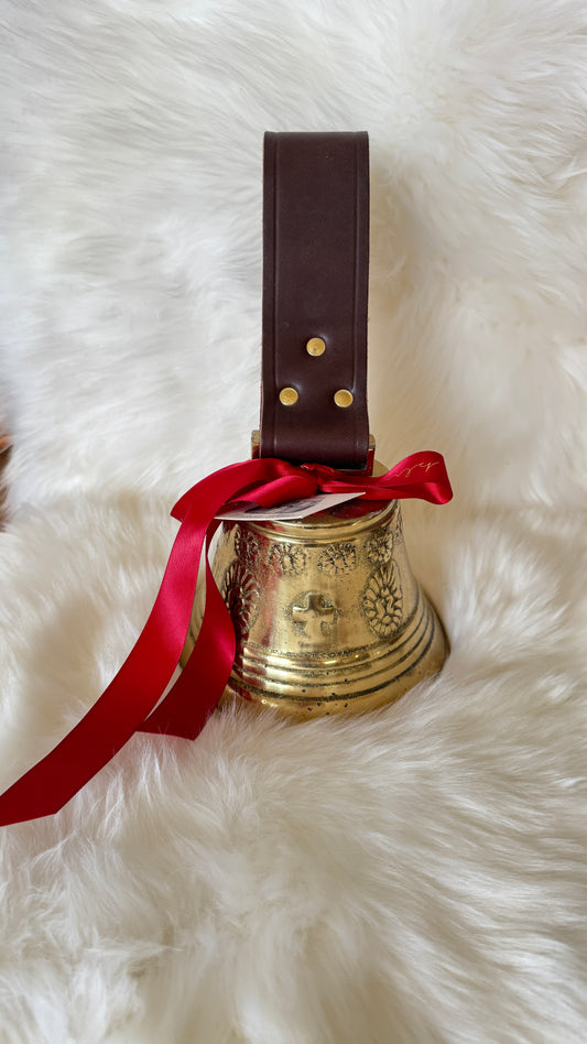 Solid Brass Sleigh Bells - Swiss Cow Bell Solid Brass #6 - Dark Brown