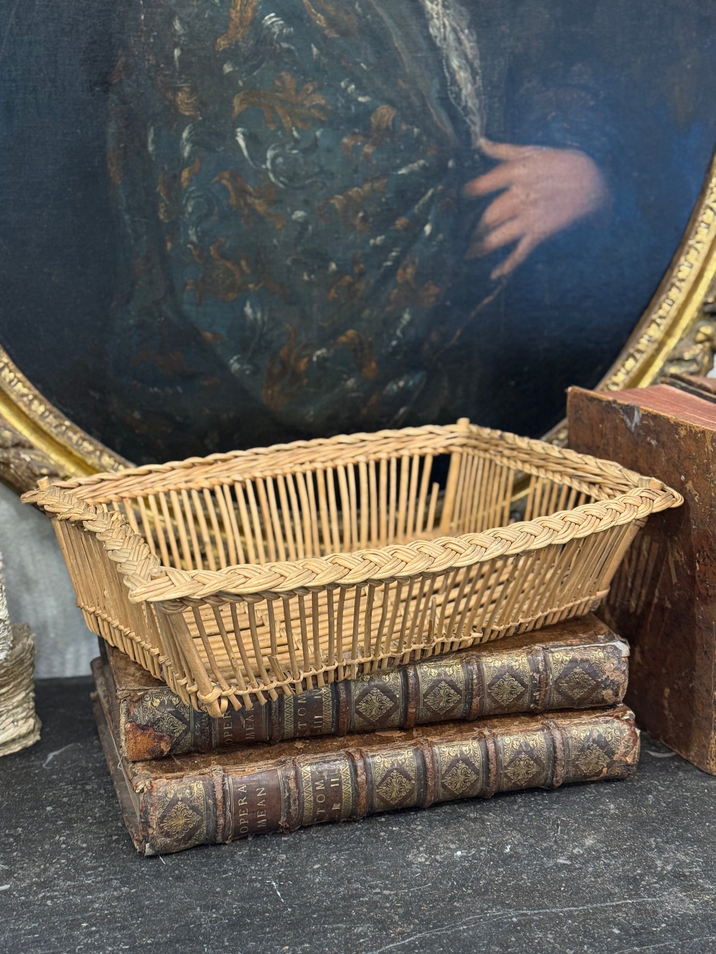 Antique 19th c. French Plaited Rim Basket
