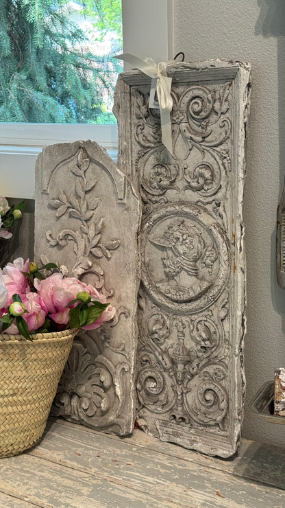 Antique 19th c. Belgian Medallion Architectural Relief Panel