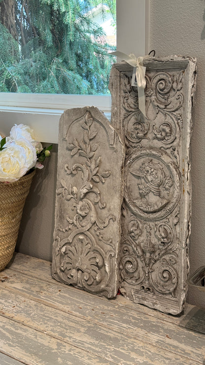 Antique 19th c. Belgian Medallion Architectural Relief Panel