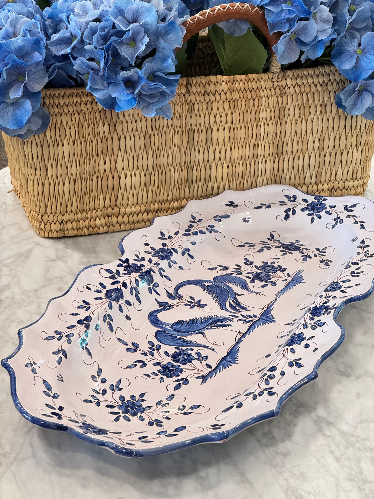 Antique 19th c. Blue & White Moustiers Platter