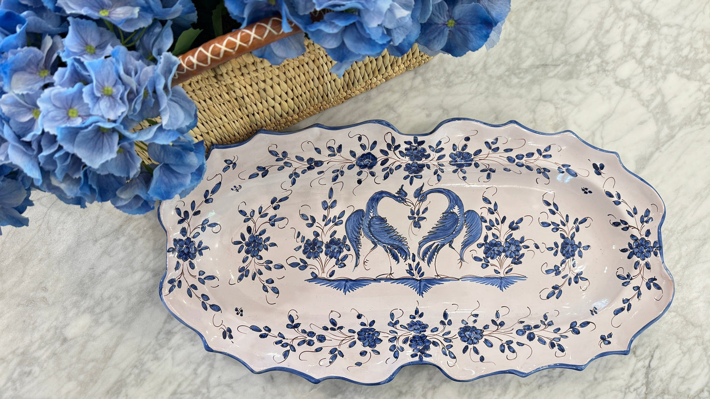 Antique 19th c. Blue & White Moustiers Platter