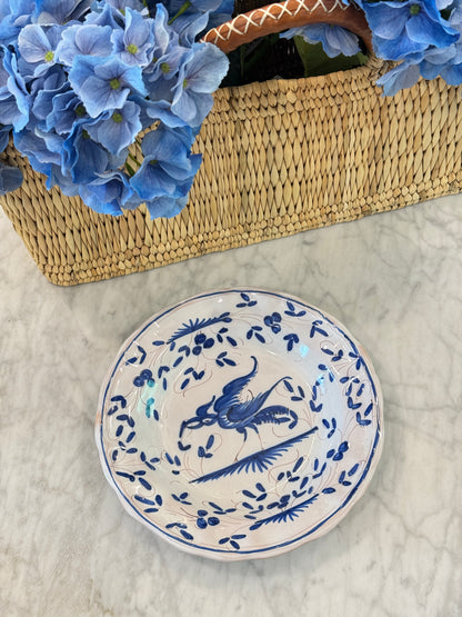 Vintage 20th c. Blue & White Moustiers Pasta Bowl