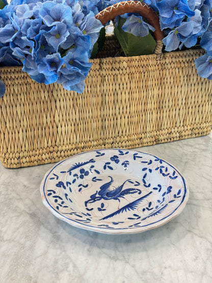 Vintage 20th c. Blue & White Moustiers Pasta Bowl