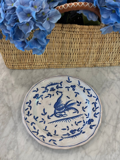 Vintage 20th c. Blue & White Moustiers Dinner Plate