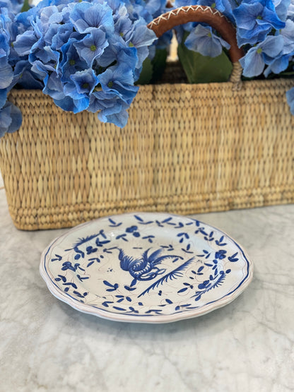 Vintage 20th c. Blue & White Moustiers Dinner Plate