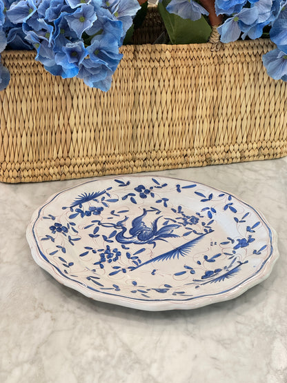Vintage 20th c. Blue & White Moustiers Round Platter