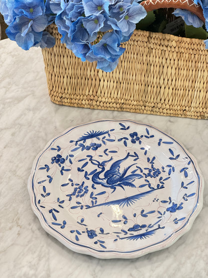 Vintage 20th c. Blue & White Moustiers Round Platter