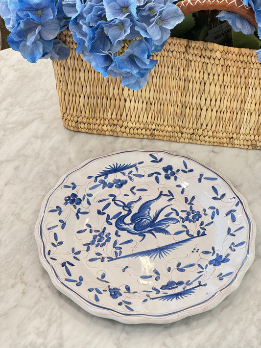 Vintage 20th c. Blue & White Moustiers Round Platter