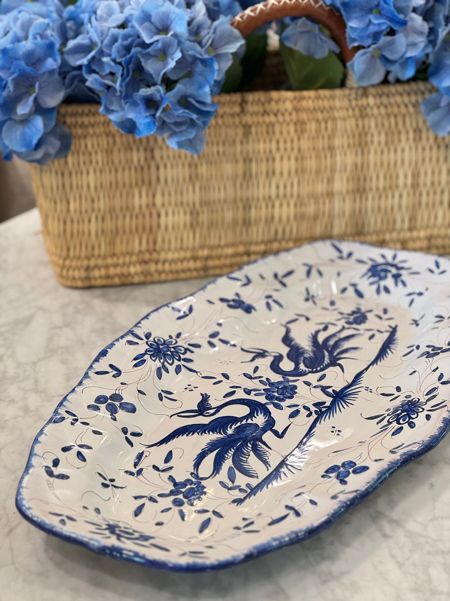 Antique 19th c. Blue & White Moustiers Platter