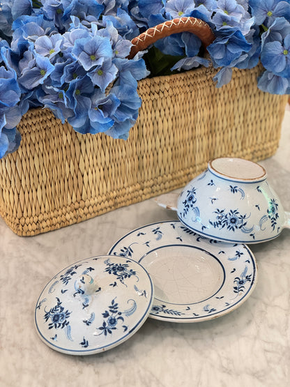 Antique 18th c. French Blue & White Faience Écuelle