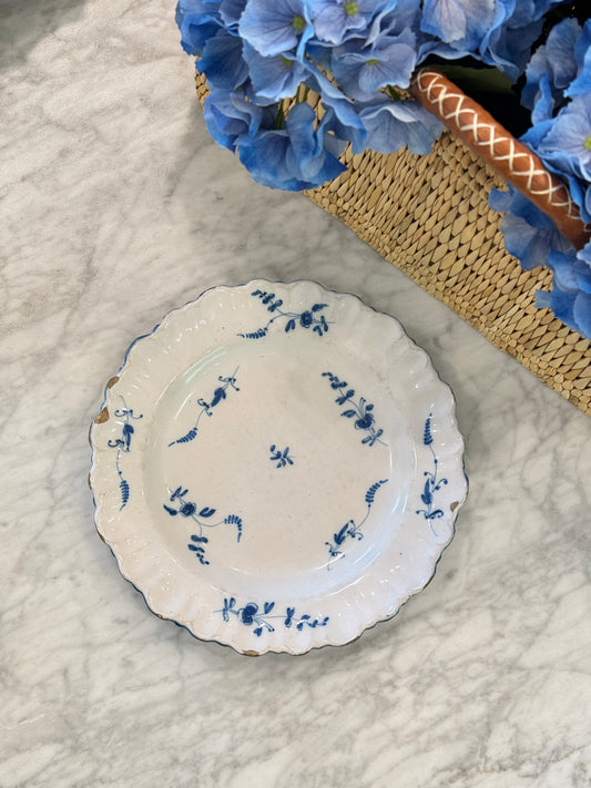 Antique 18th c. French Blue & White Faience Plate