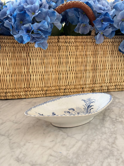 Antique 19th c. French Blue & White Cherub Dish