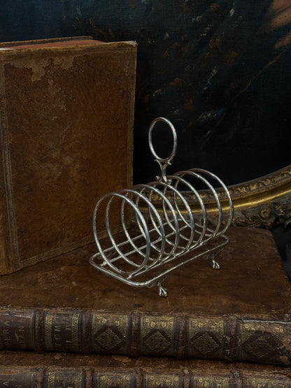 Antique 19th c. English Silverplate Toast Rack with Claw Feet (6 slots)