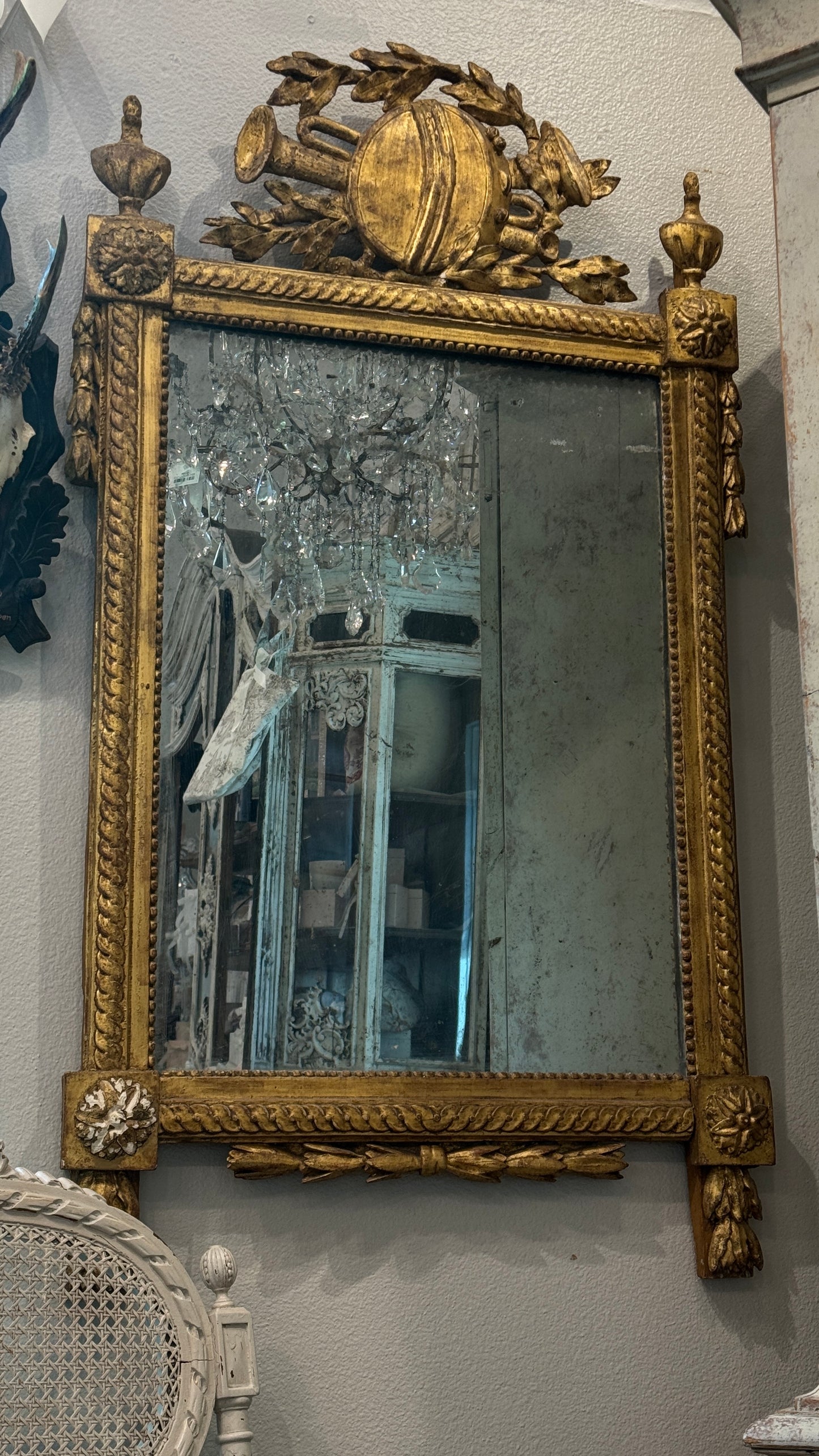 Antique 18th c. French Louis XVI Giltwood Mirror
