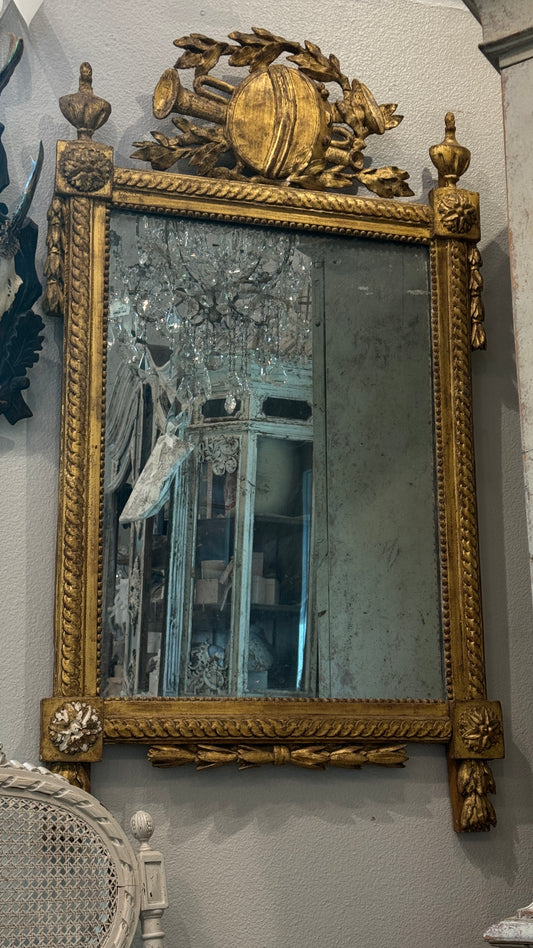Antique 18th c. French Louis XVI Giltwood Mirror