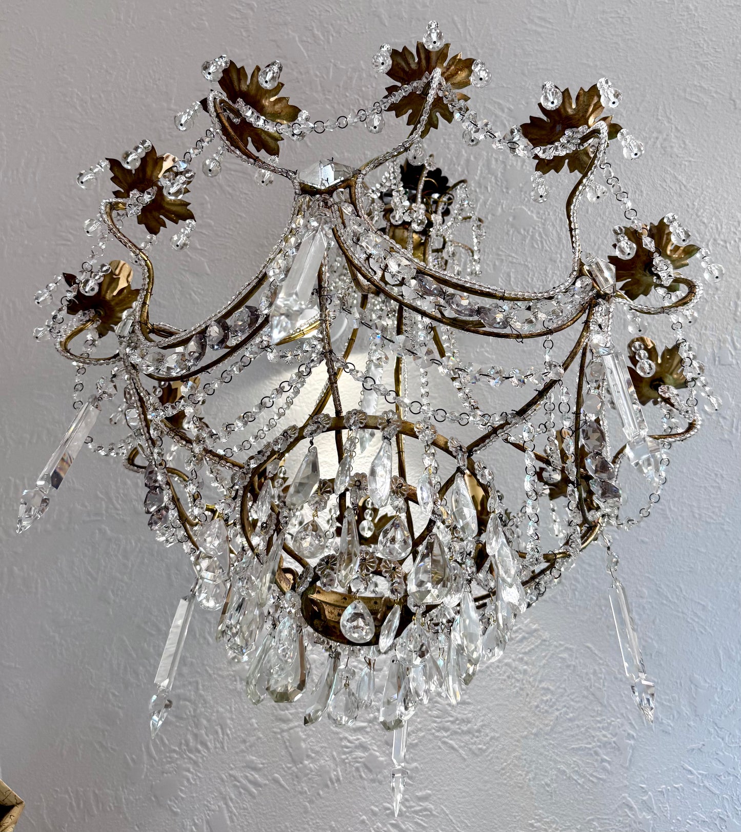 Antique 19th c. French Louis XV Crystal Chandelier - Gold