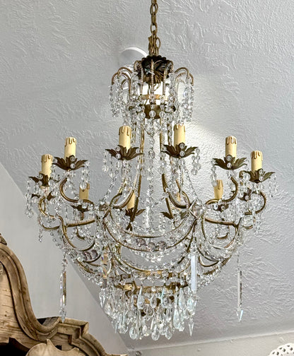 Antique 19th c. French Louis XV Crystal Chandelier - Gold